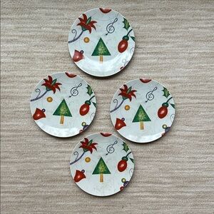 Neiman Marcus Dept Department 56 Christmas Plate 8.25 Set of 4 Salad Lunch Dish
